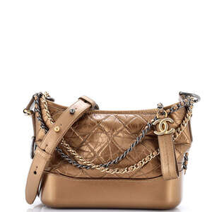 Chanel Small Gabrielle Hobo Quilted Metallic Aged Calfskin